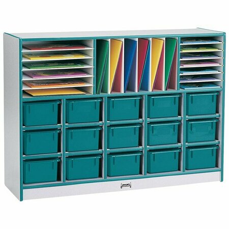 RAINBOW ACCENTS 48'' x 15'' x 35 1/2'' Teal Mobile Cabinet with Laminate Storage 5310415005